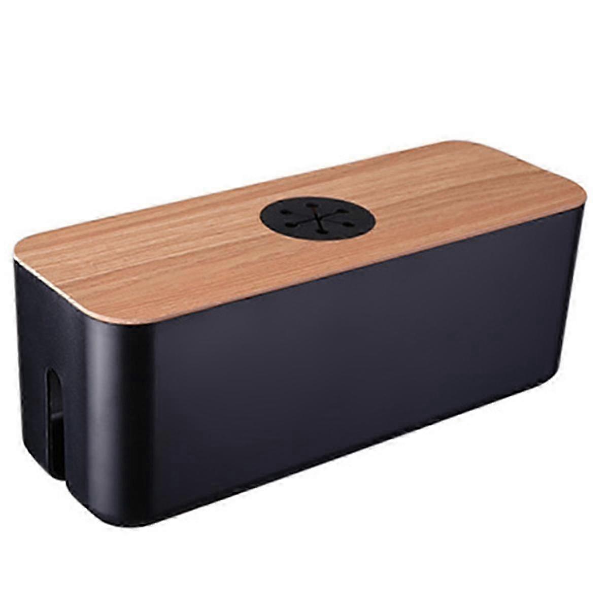 Wooden Cable Storage Box Power Cord Storage Box Dust-Proof Charger Socket Storage Box Household Cable Winder StorageBoxD
