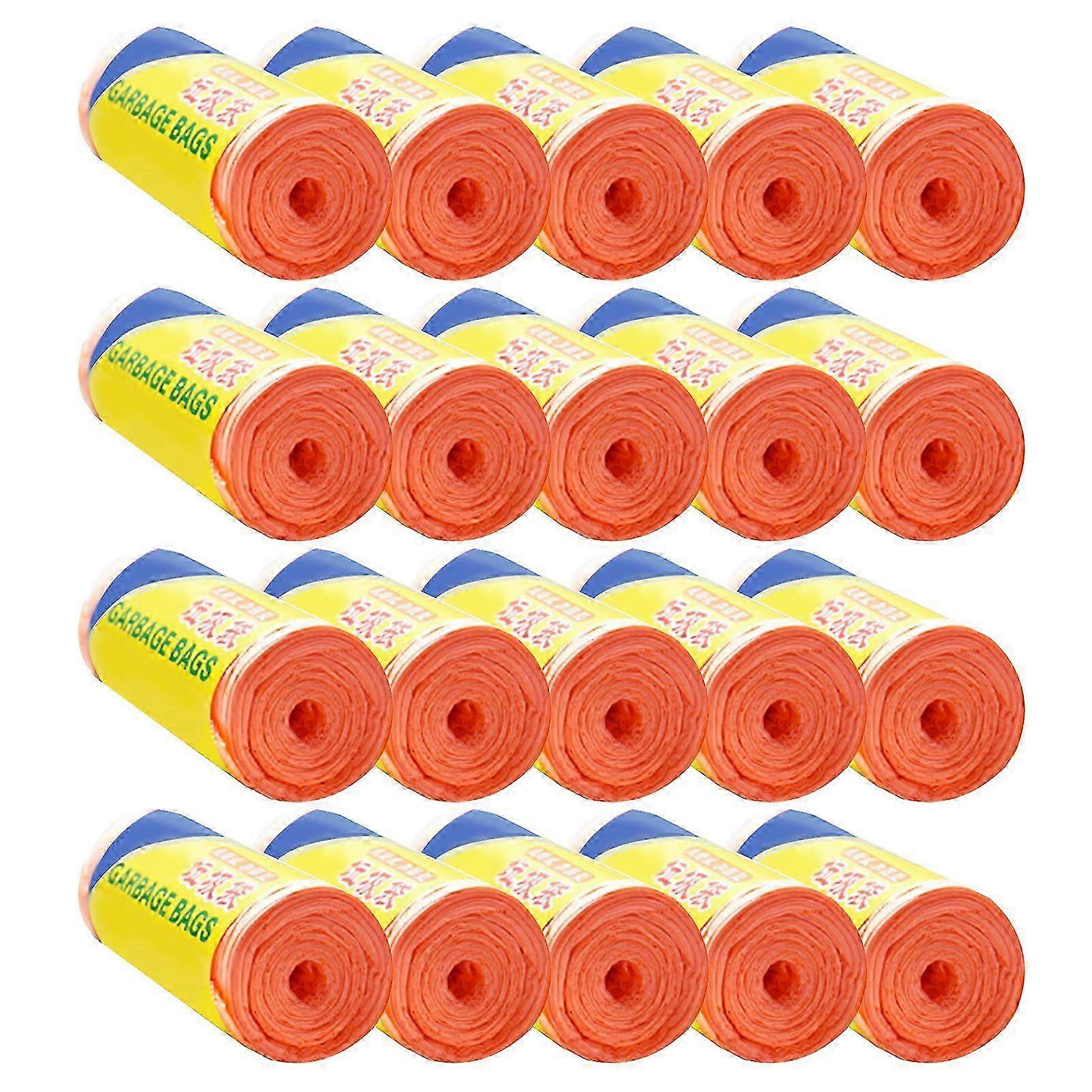 20pcs/Roll Thick Strong Flat Garbage Bags Odorless Point-Break Rubbish Can Liner Plastic Refuse Bag Large SizeOrange