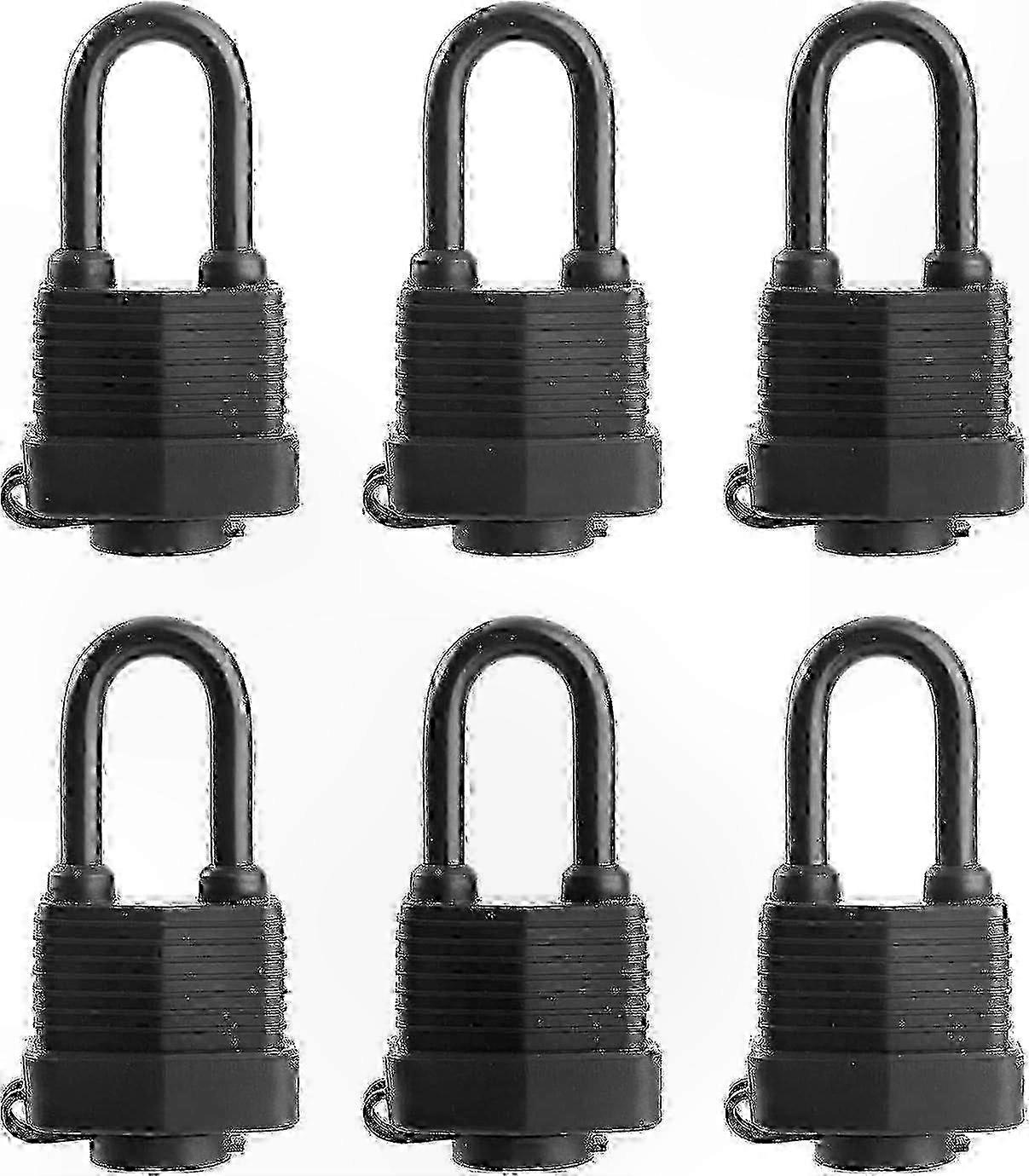 Waterproof Padlocks with Keyed Alike Feature - 6 Pack of Secure Steel Laminated Locks