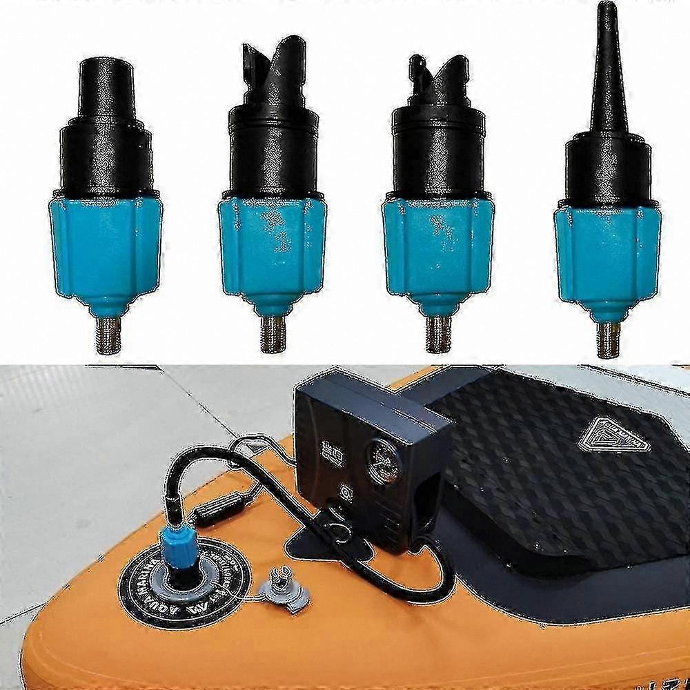 Portable Air Compressor Adapter with 4 Valve Nozzles for Various Inflation Needs
