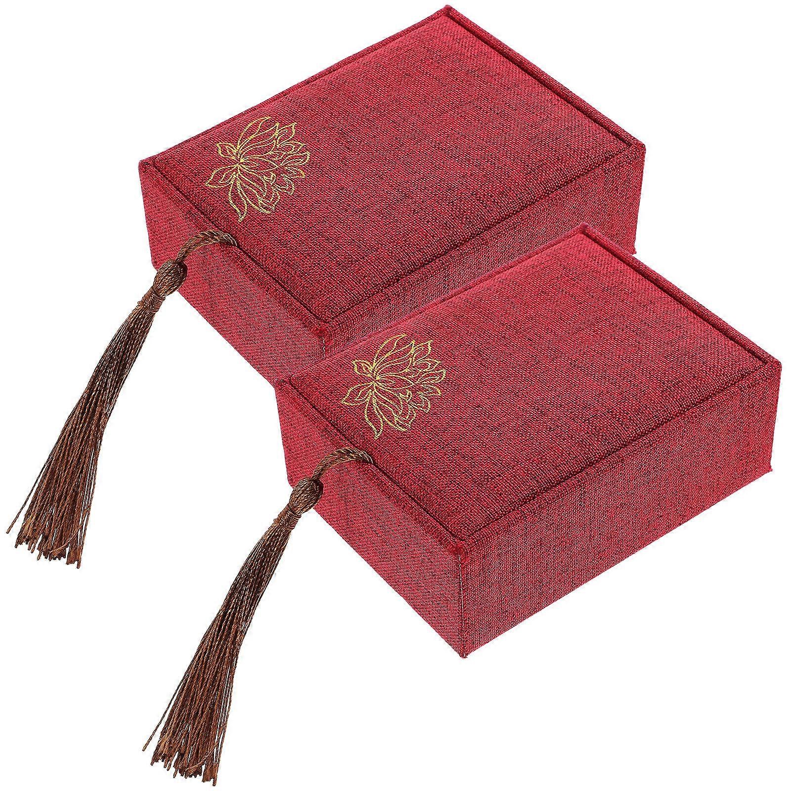 Red Cloth Pipa Nails Box for Storage Use 2Pcs with Guzheng Accessory