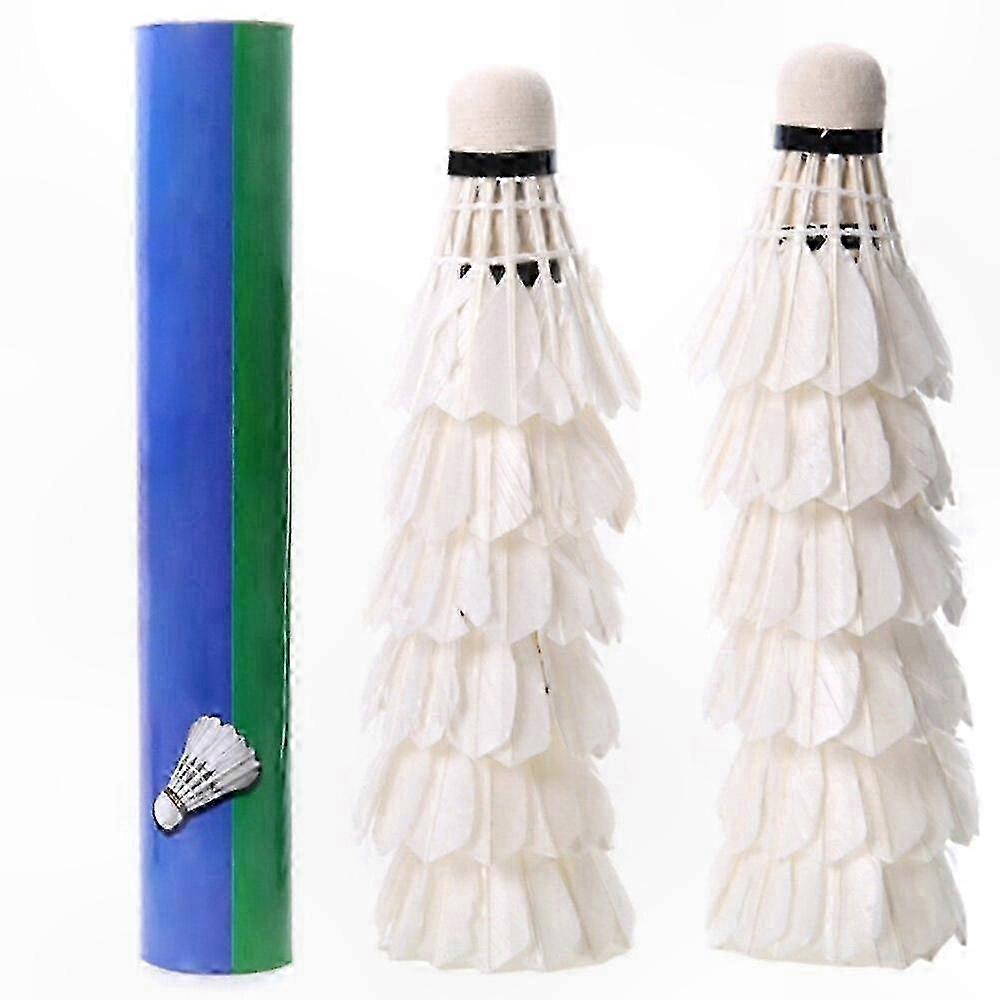 12-Pack White Goose Feather Shuttlecocks for Badminton Training