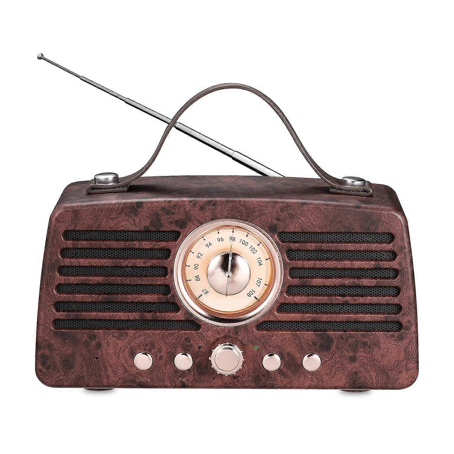 Retro Bluetooth Speakers, Portable Wireless Speaker Bluetooth 4.2 with Radio FM,Audio Home Outdoor Stereo Speaker with Powerful Sound and Subwoofer(Br