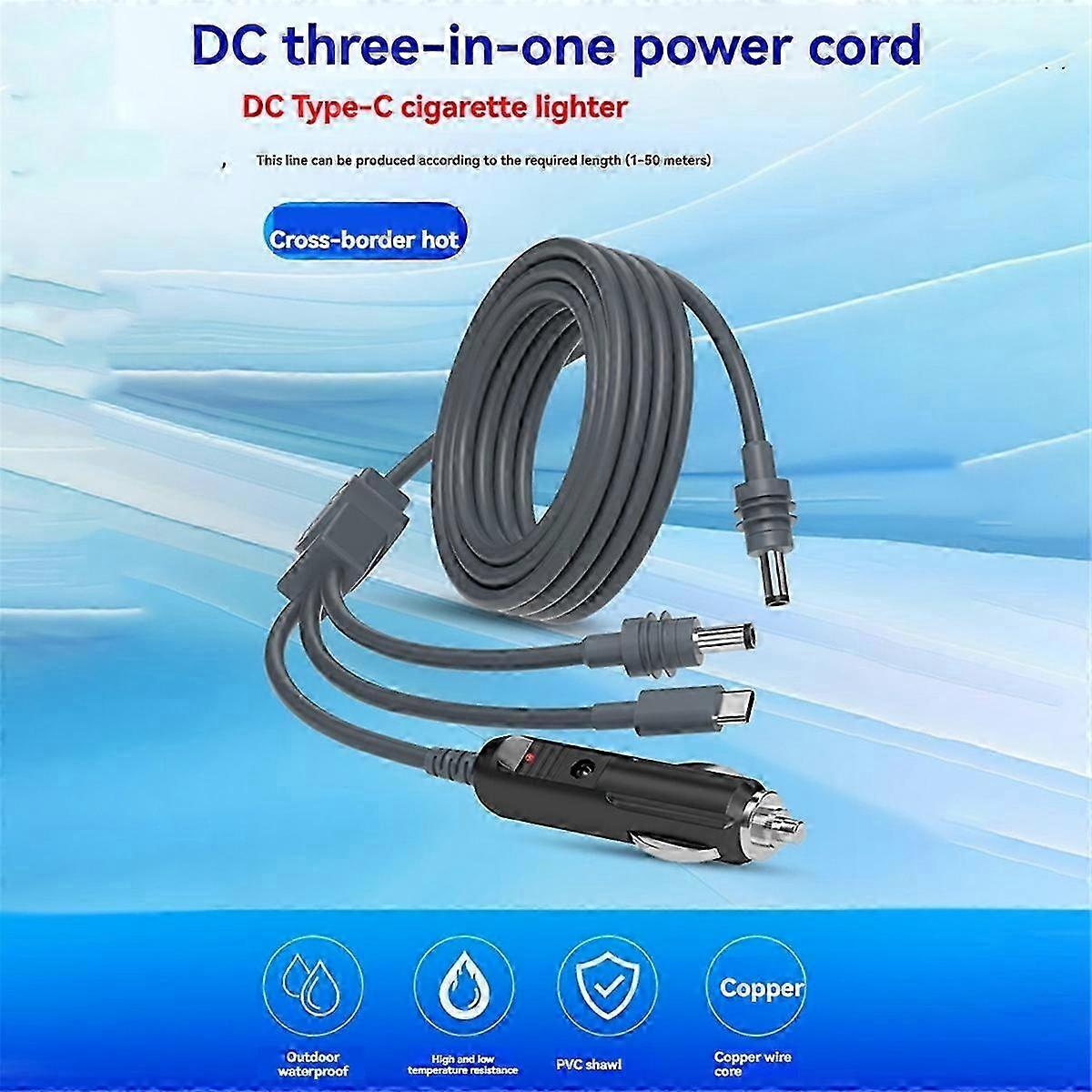 3-in-1 Multi-Function Power Cable for Satellite Device Type-C/DC/Auto Charger Adapter