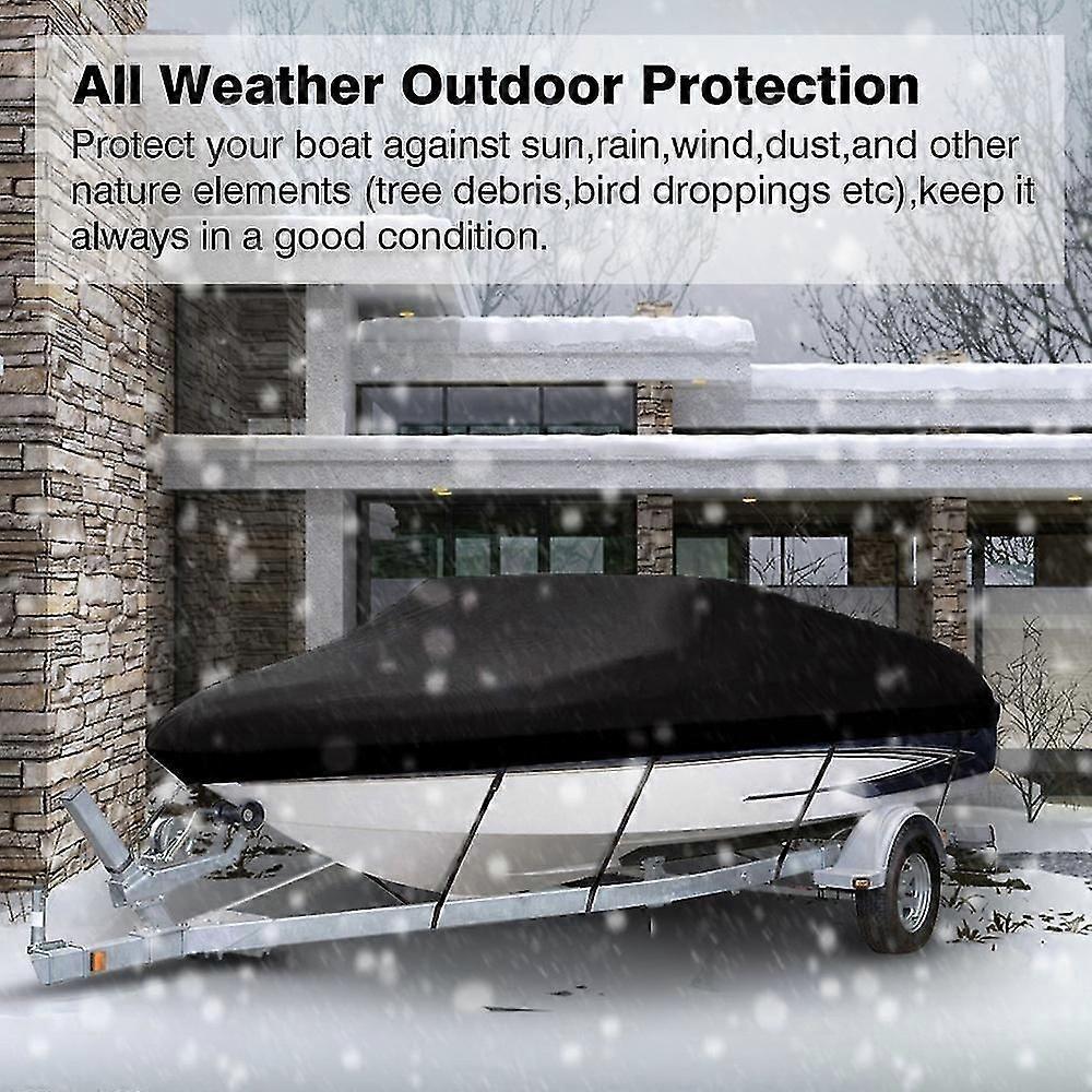 Boat Cover V Shape 20-22FT 700*320cm Made of 210D Black Oxford Fabric Durable Waterproof,