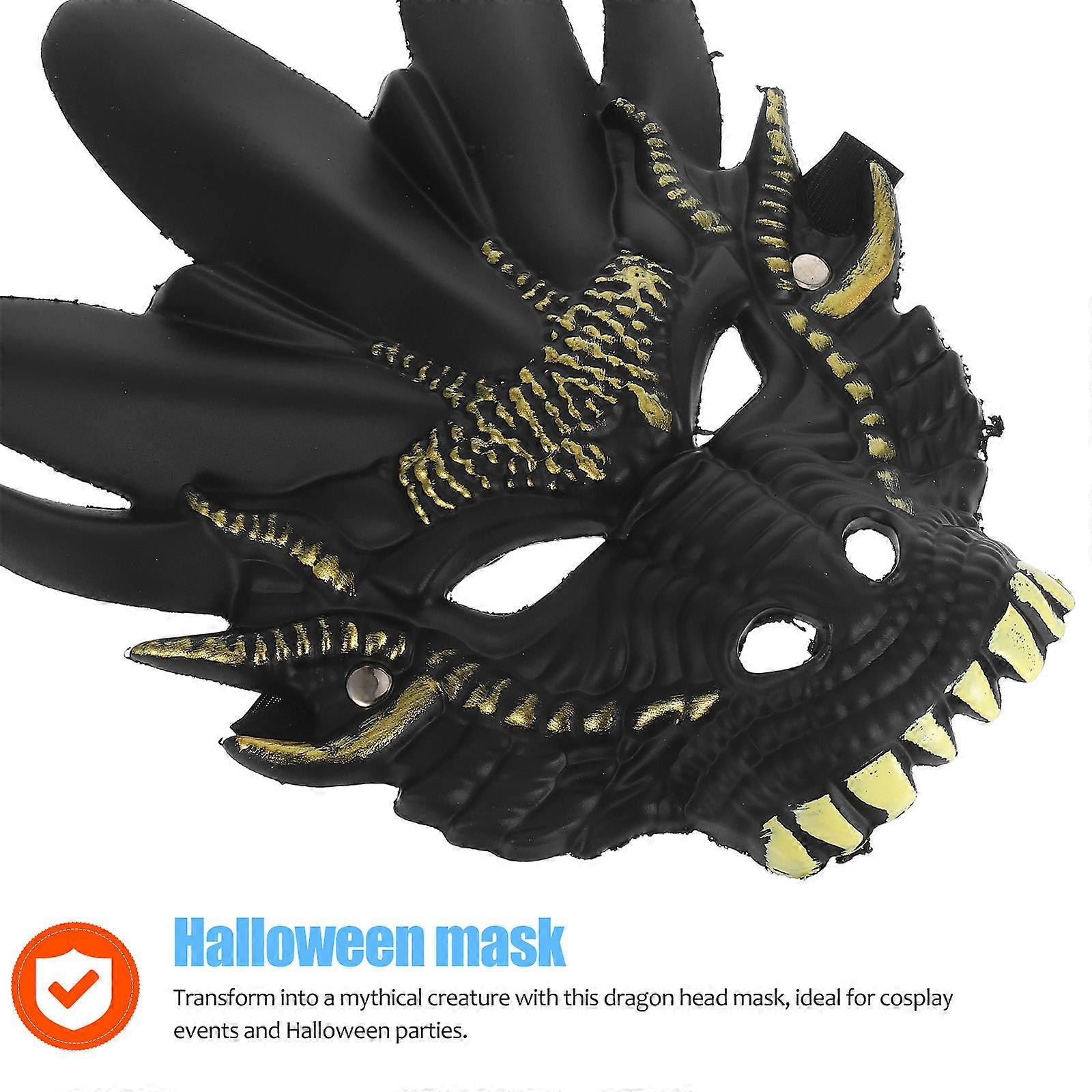 3D Dragon Halloween Head Mask for Masquerade Party 2Pcs PU