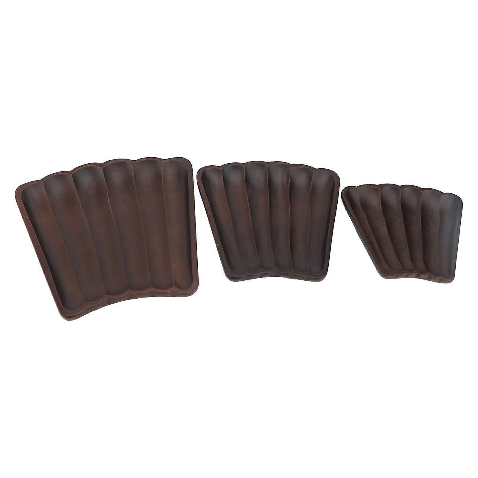 3pcs Handmade Wood Fruit Plates Vintage Shell Shape Serving Tray