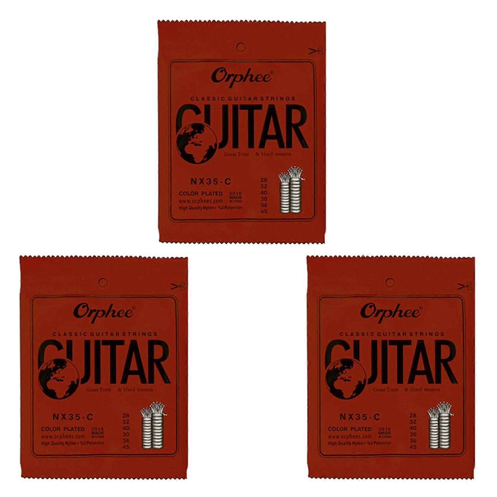 18Pcs NX35-C Full Set Black Nylon Classical Guitar Strings Hard Tension 0.028 - 0.045 Inch