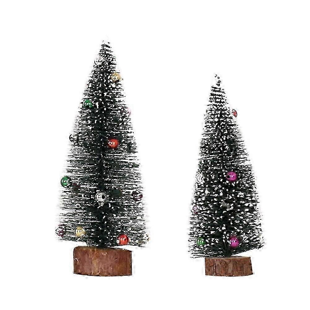 Small Decorative Trees Creative Desktop Decoration Colorful Pine Needles Mini Christmas Tree Ornament 15cm For New Year Party 2Set