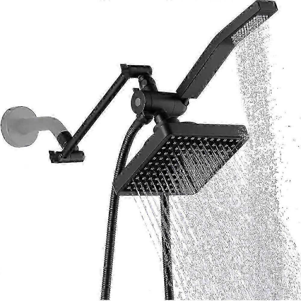 Matte Black High Pressure Square Dual Shower Head Combo