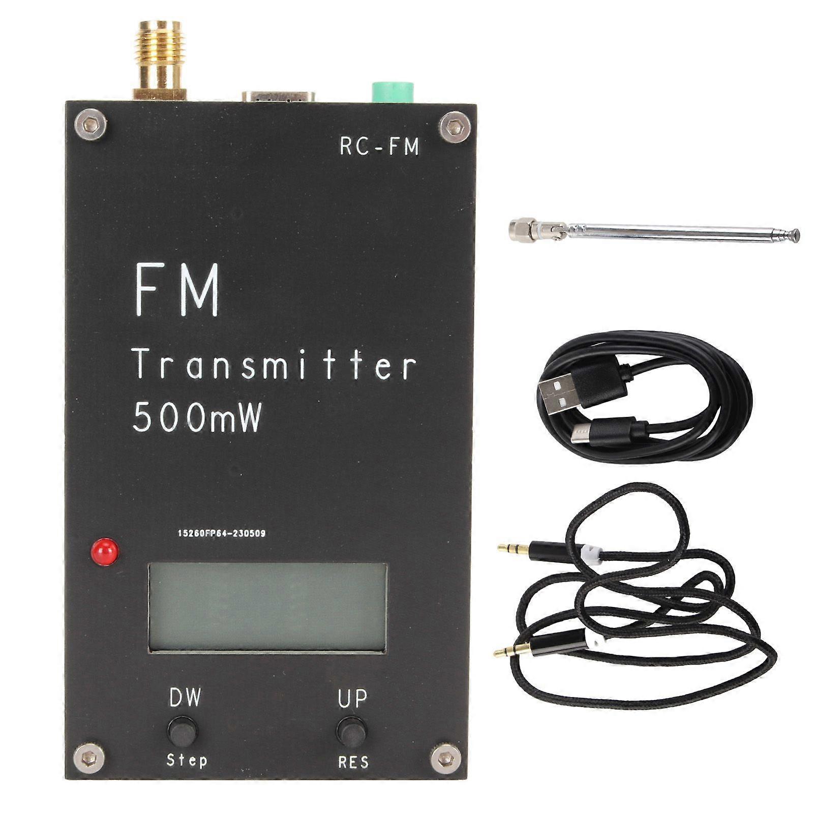 500mW FM Transmitter with LCD Screen 2000M 500mW 88108MHz FM Stereo Transmitter with USB Type C Port