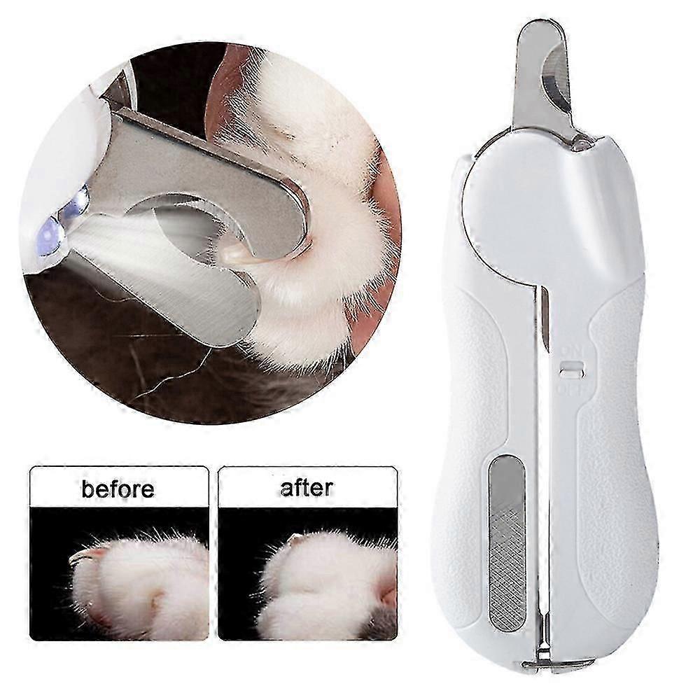 Rechargeable LED Pet Nail Clipper for Safe Dog and Cat Grooming with File and Splash Guard