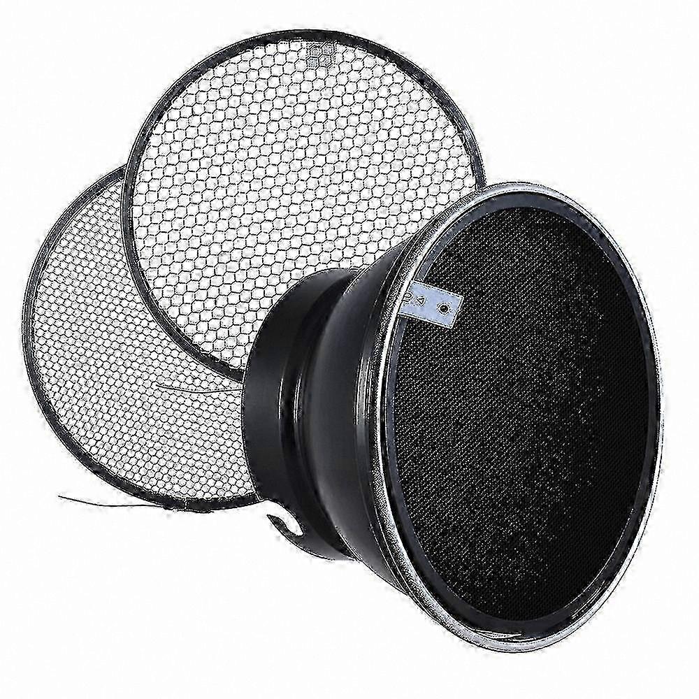 7" / 180mm Universal Mount Reflector with Diffuser Shade and 10 30 50 Honeycomb Grid Options for Studio Lighting