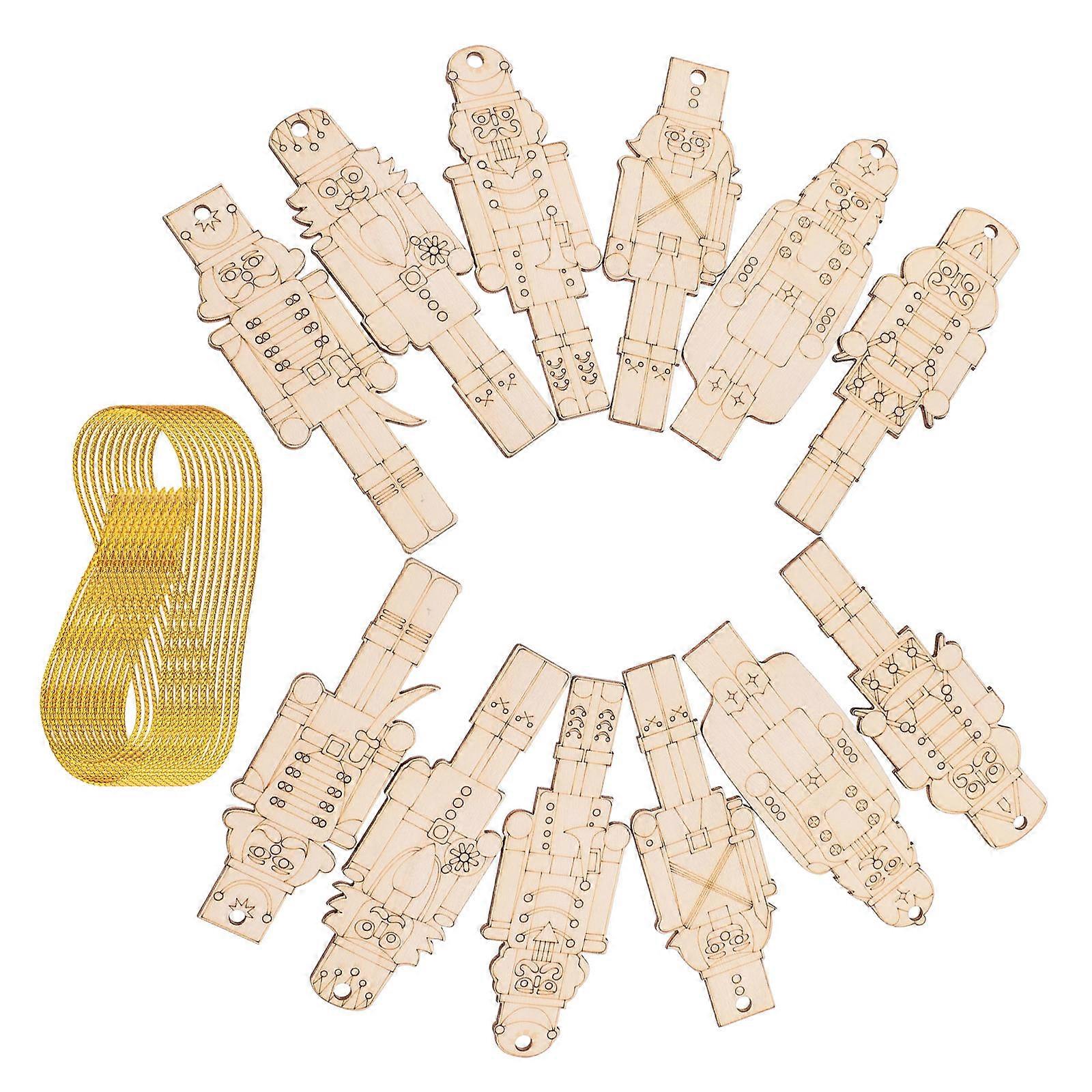 Wooden Nutcracker Cutouts Christmas Ornament for Decorating 60Pcs Set