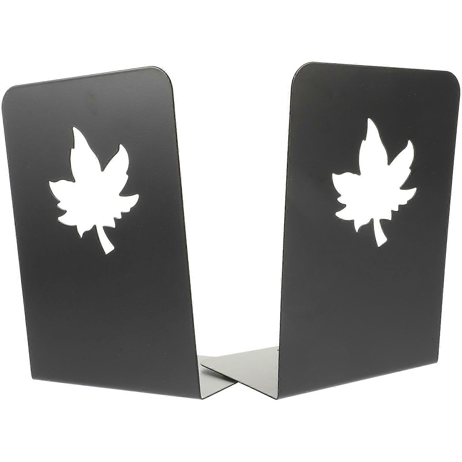 Metal Bookends for Desktop 2Pcs Black Functional Book Stands