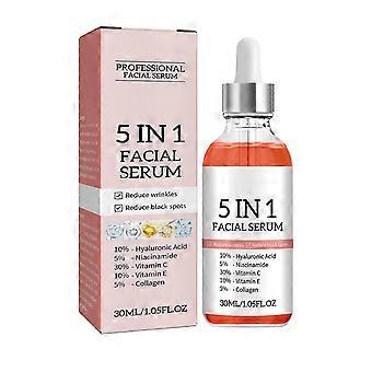 Hyaluronsäure-Gesichtsserum 5 in 1, aufhellendes Anti-Aging-Vitamin C-Serum zur Porenverkleinerung, Hautpflege, 30 ml, 2025