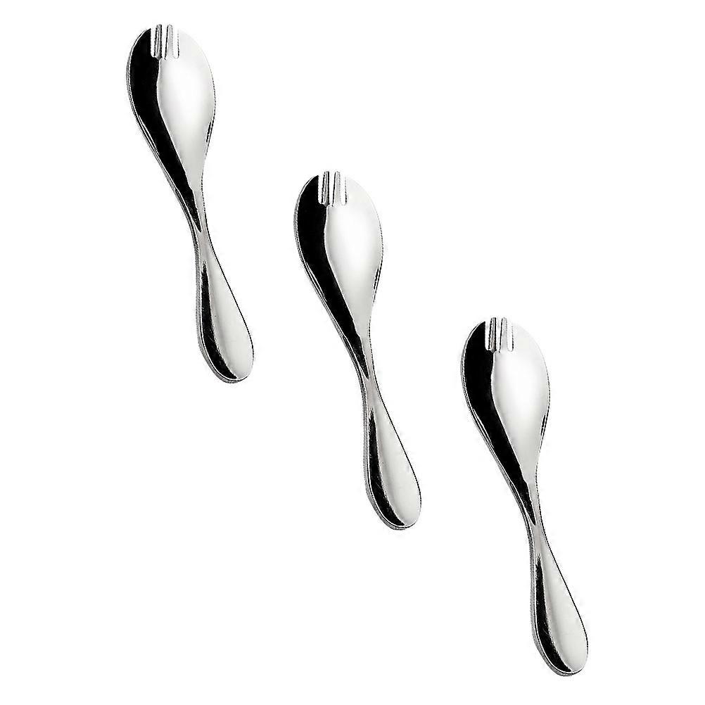 Dual Purpose Stainless Steel Fork Spoon 6Pcs Set for Kitchen Use Silver