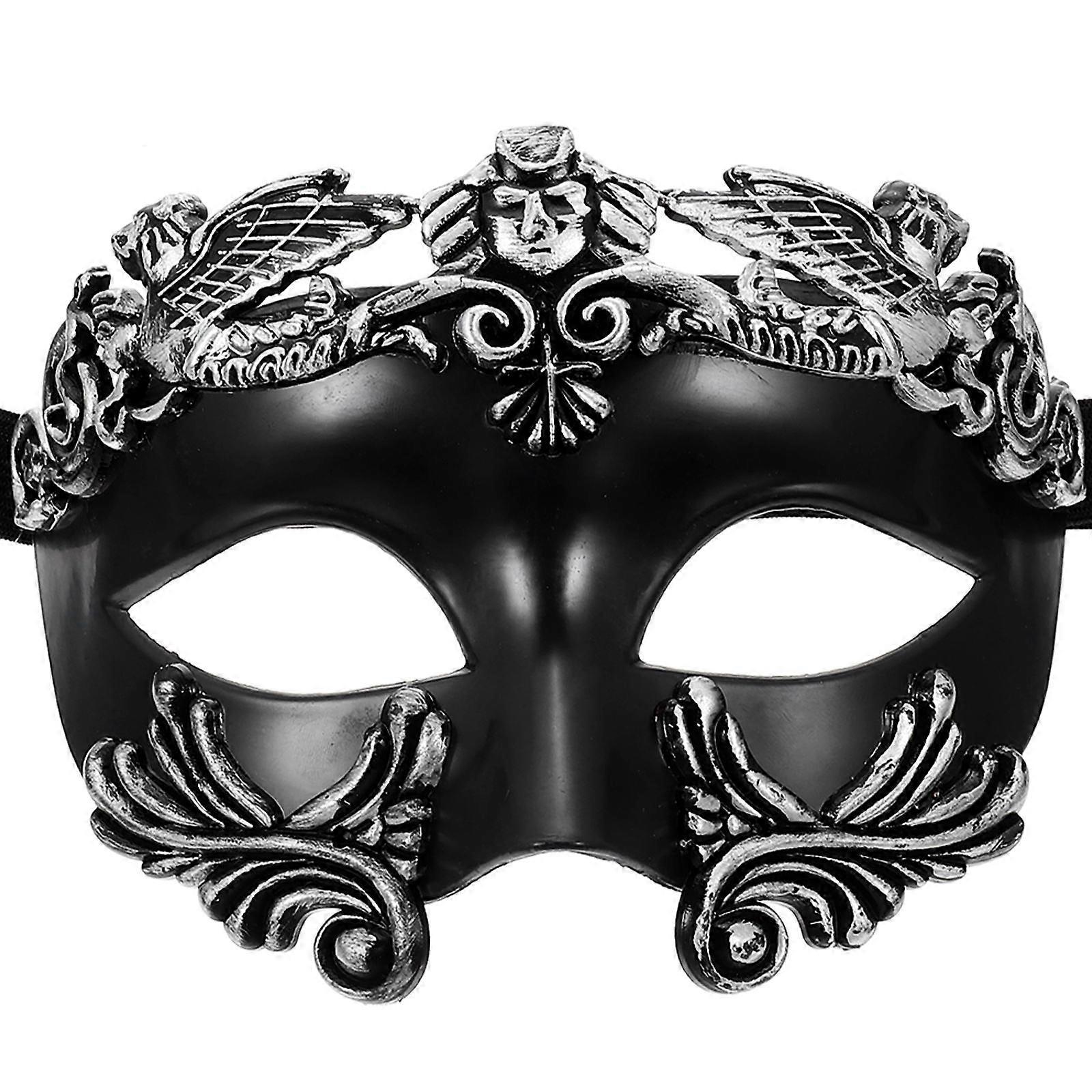 Black Halloween Warrior Mask 3Pcs Cosplay Accessory Suitable For Parties And Music Festivals With Unique Half Face Design