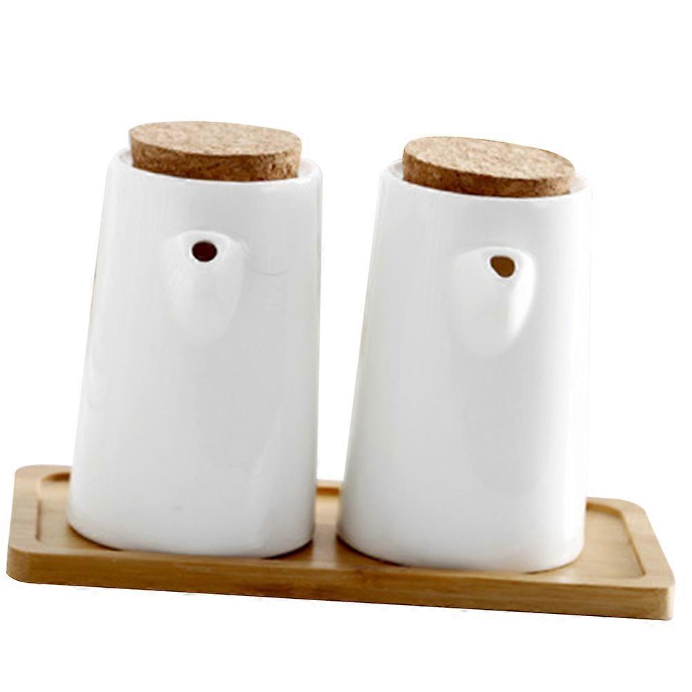 Ceramic Soy Sauce Bottle for Cooking Use 4Sets with Tray and Dispenser