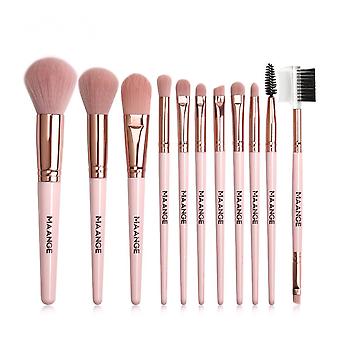 Veeki 11pcs Pink Makeup Brush Set, Premium Synthetic Foundation Brush Blending Face Powder Eyeshadow Concealer Makeup Brush Tool Set