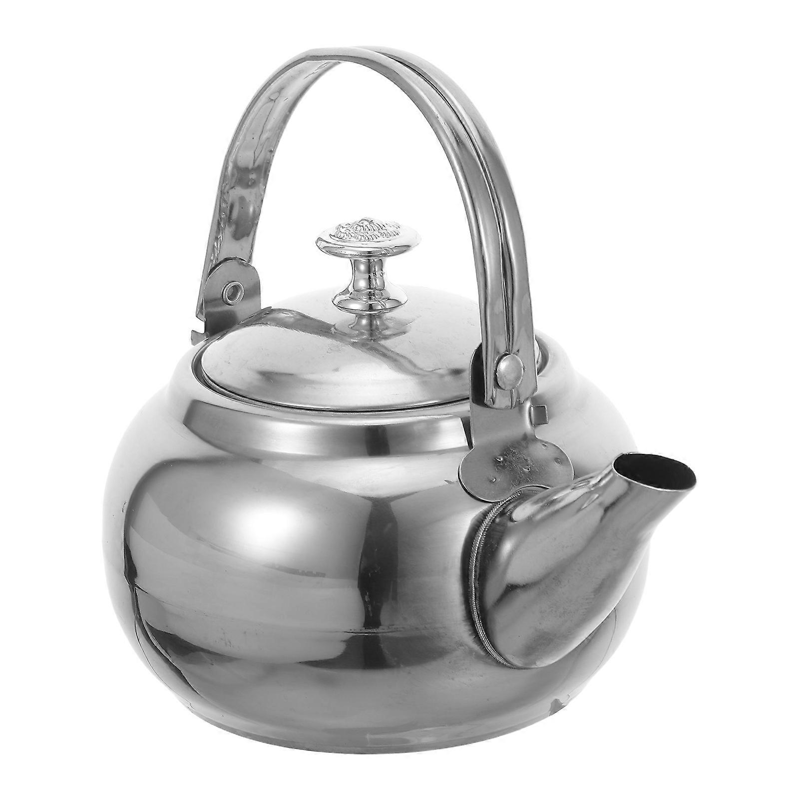 Silver Stainless Steel Tea Maker with Filter for Loose Leaf Brewing