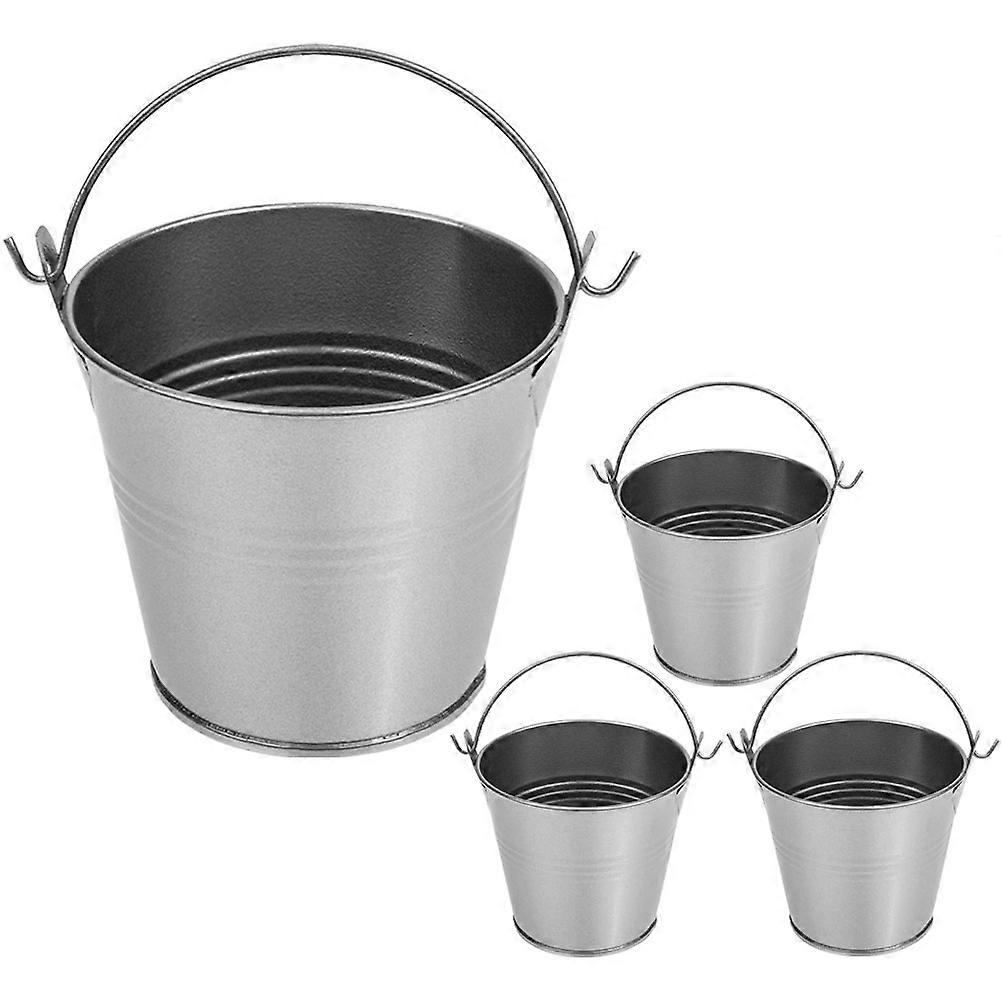Iron Flower Bucket Metal Flower Planter for Storage Use 15Pcs Grey Container