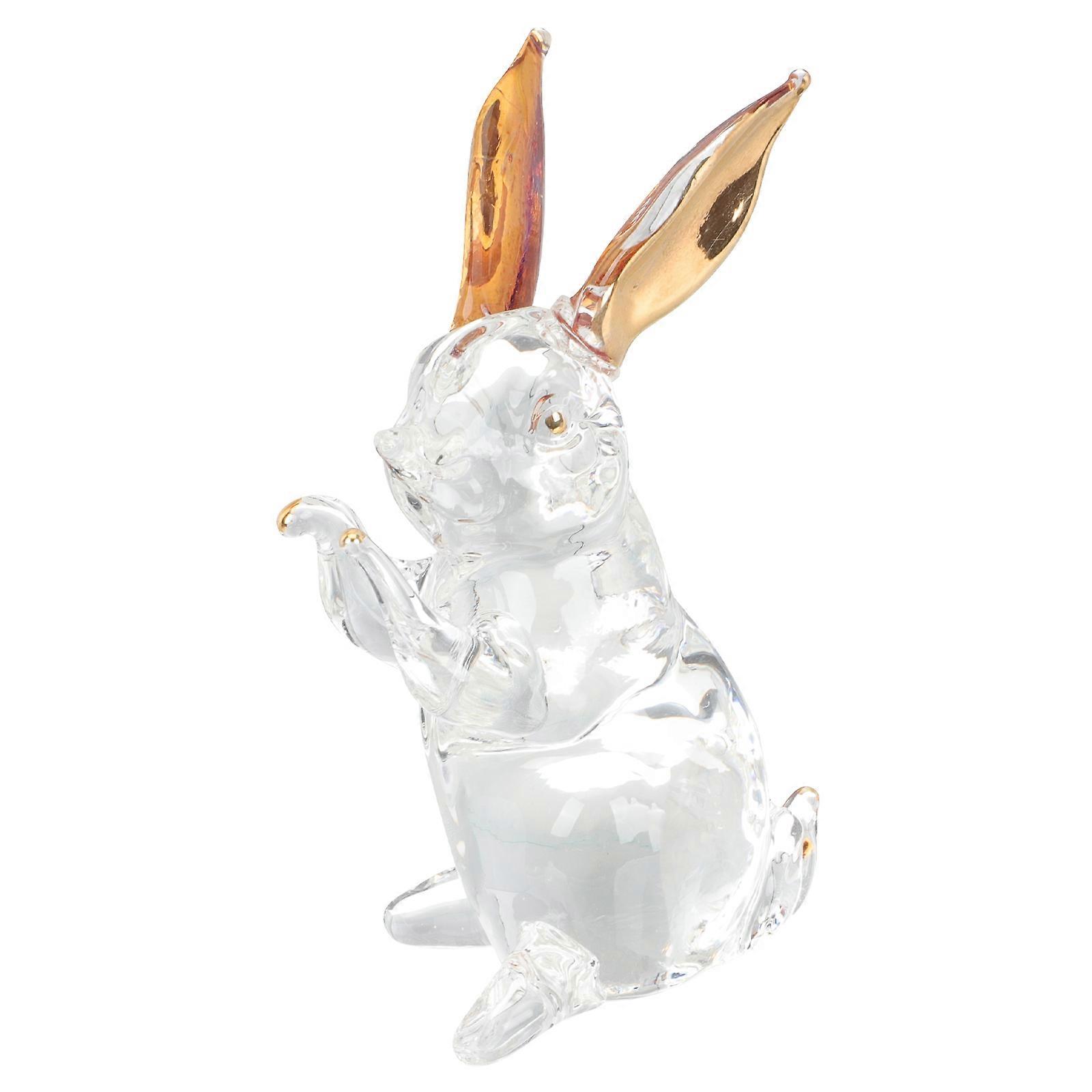 Glass Rabbit Figurines Animal Decor for Desktop 4Pcs Bunny Ornament Set