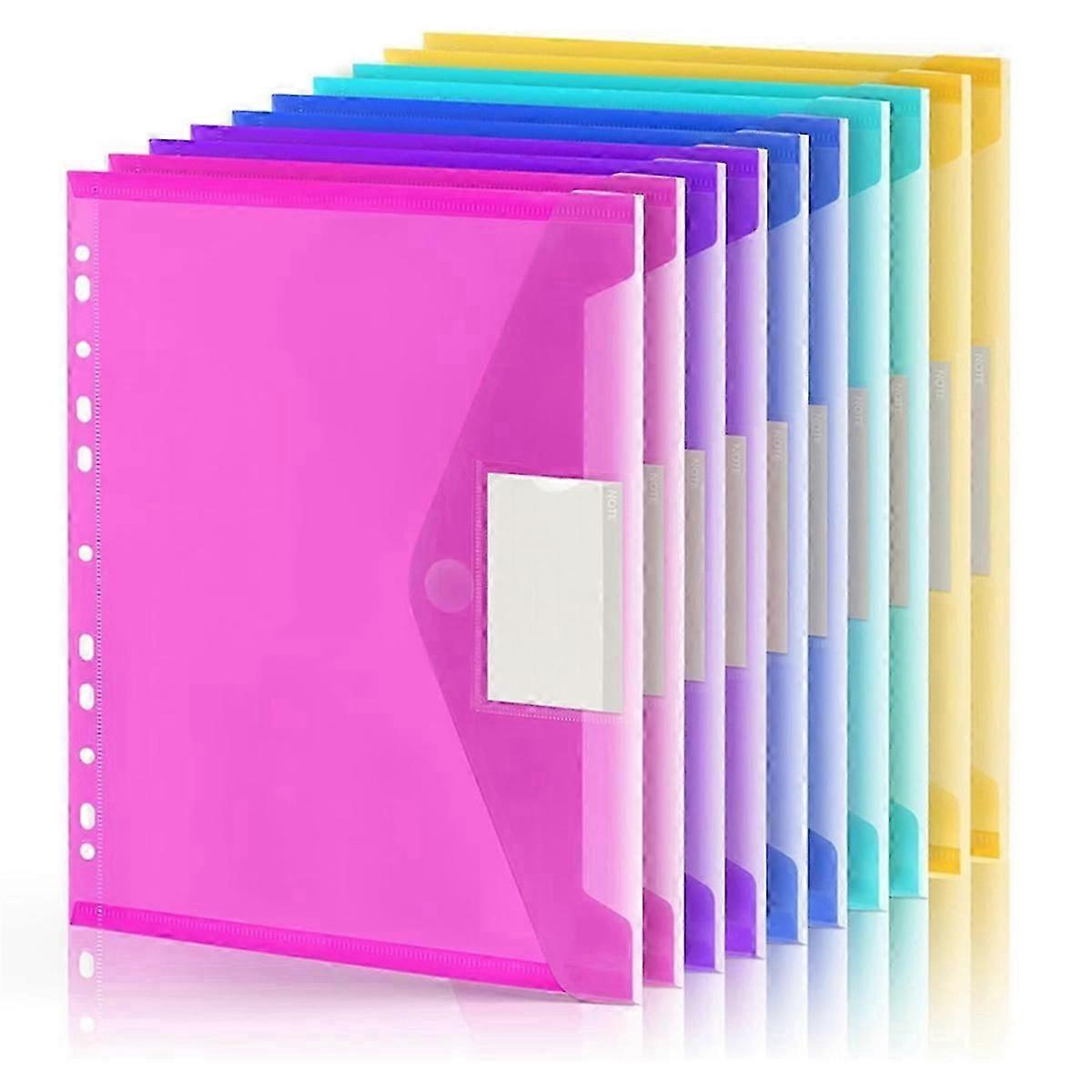 10 Pack File Folders, 11 Ring Plastic Envelopes, Clear Folder for Documents with Label, 3 Ring Binde