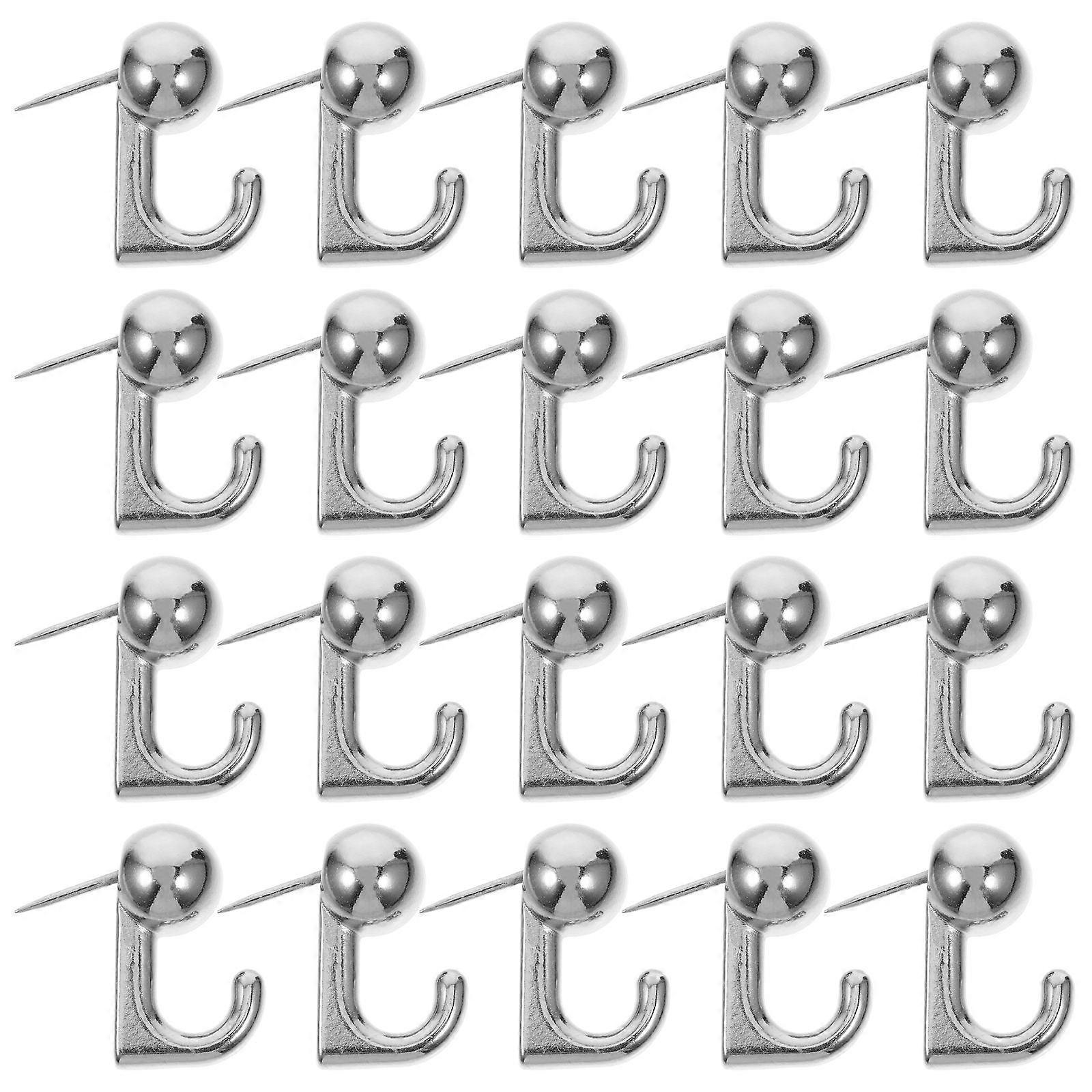 Bulletin Board Hooks Metal Push Pin Hooks for Office Use Silver Material Designed for Hanging Keys 30Pcs