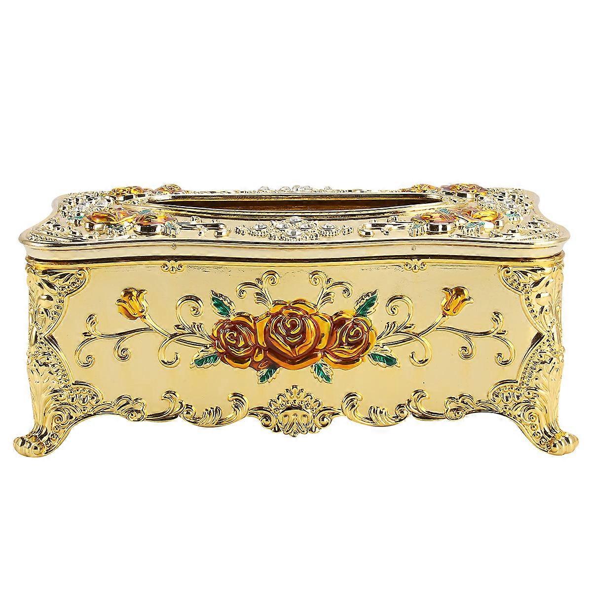 Home Tissue Holder for Storage 2Pcs European Style Napkin Container Golden