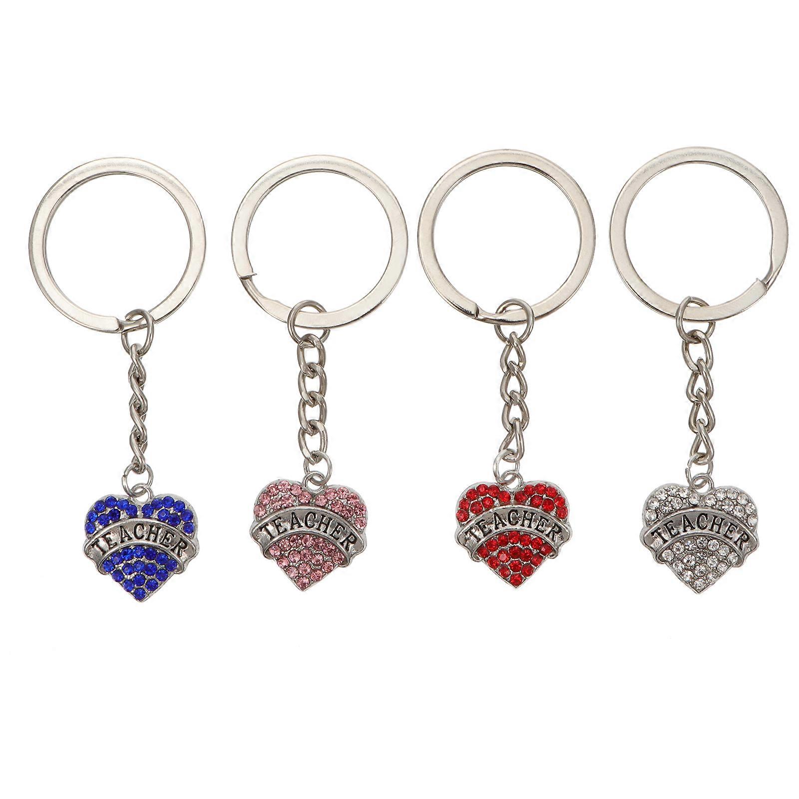 Heart Shape Keychain for Decor 12Pcs Mixed Color Diamond Pendant