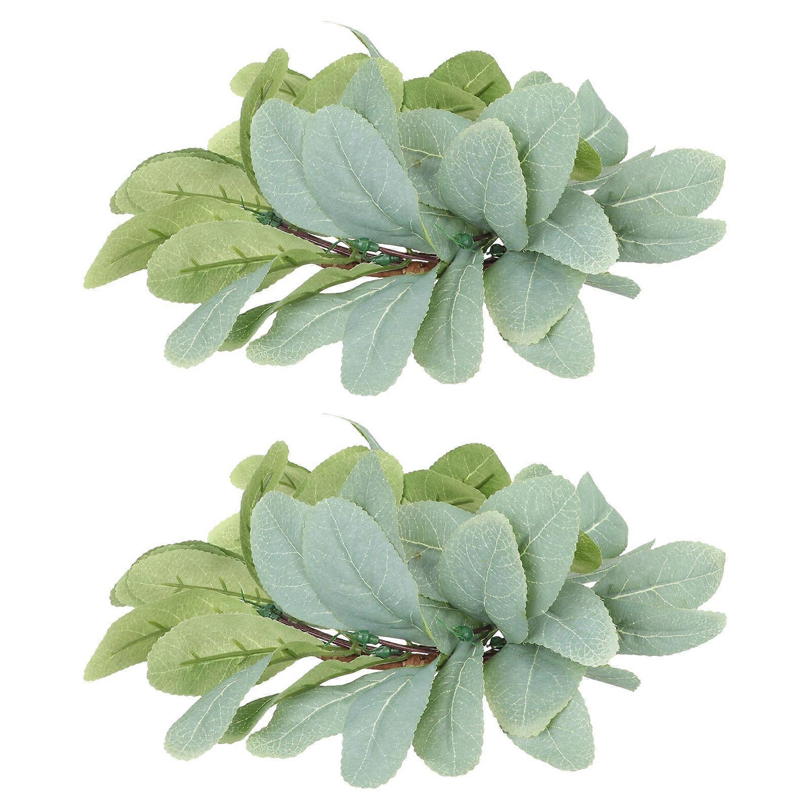Green Simulation Leaf Wreath for Tabletop Decoration 10Pcs