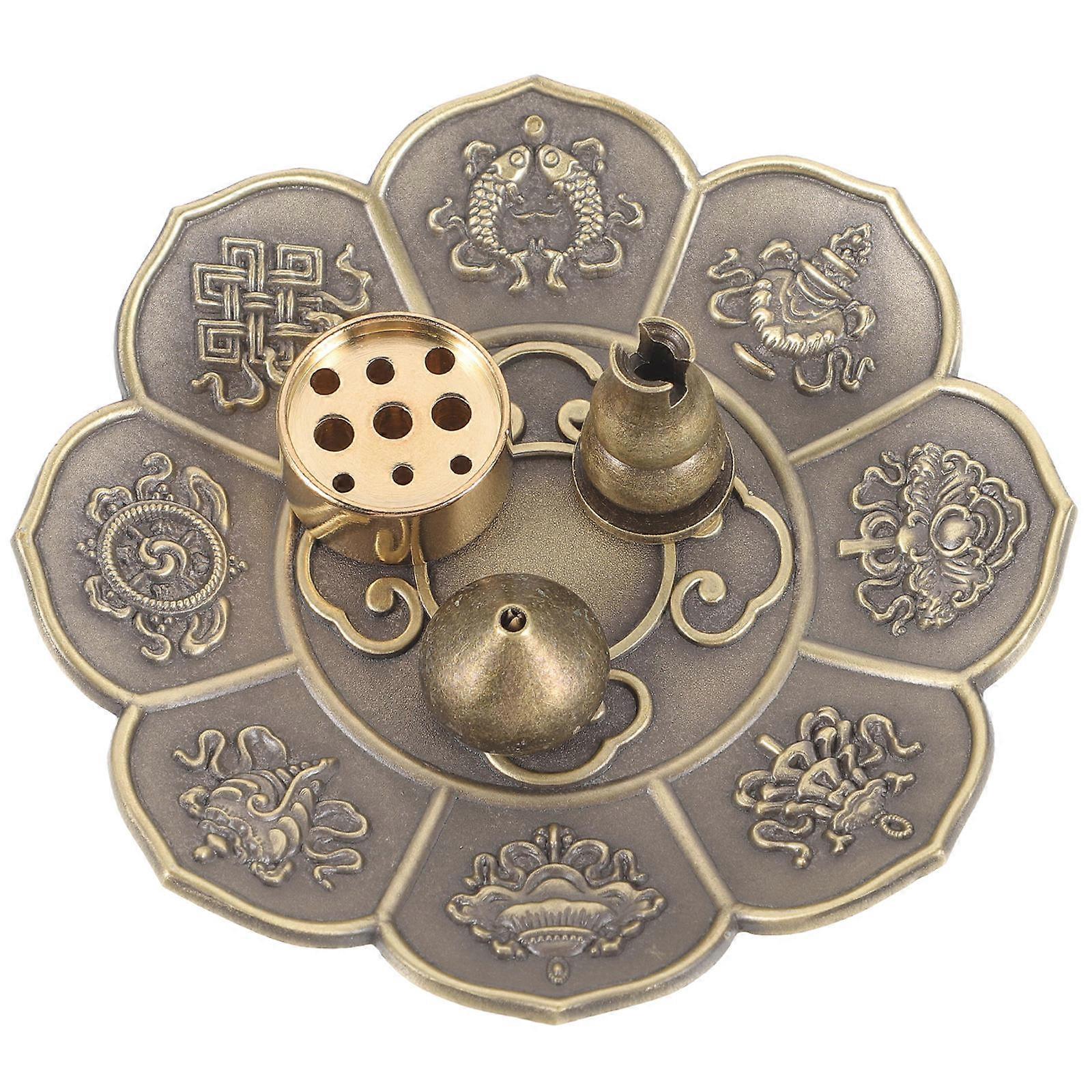 Incense Burner Round Retro Design For Spiritual SPA Alloy 2x2x1.2cm Home Decoration 1 Set