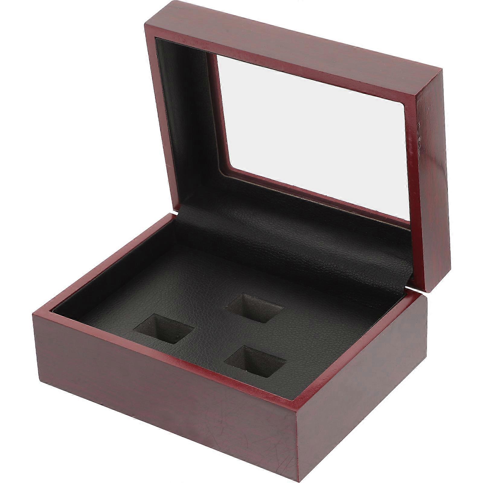 Creative Jewelry Box for Protection 2Pcs Dark Red Ring Case with Soft Cushion