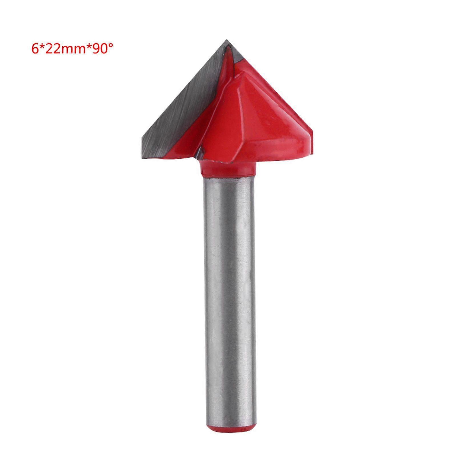 Tungsten Steel Woodworking CNC Router Bit of Sharpness VGroove Cutting Tool 6mm Shaft (6*22mm*90)