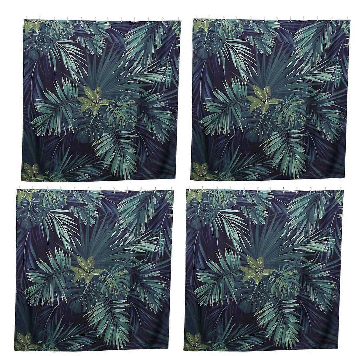 Green Shower Curtain Leaves Printing Pattern Plant Pattern Polyester