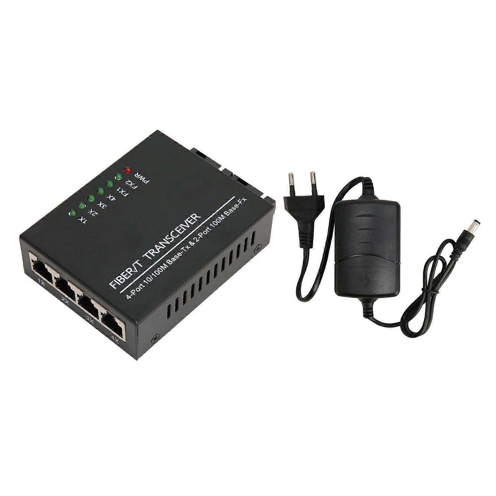 Fiber Transceiver Tx1310nm/Rx1550nm Single Fiber Single Mode RJ45 Port Optical Transceiver 100240V EU Plug