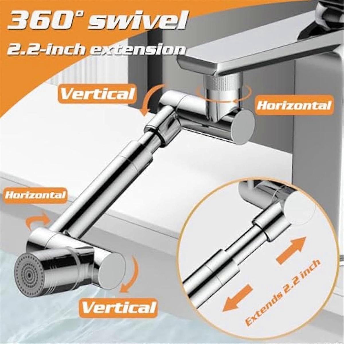 Swivel Faucet Extender Bathroom Sink with Splash Guard Strainer Robot Arm Extension Faucet 1440° Rob