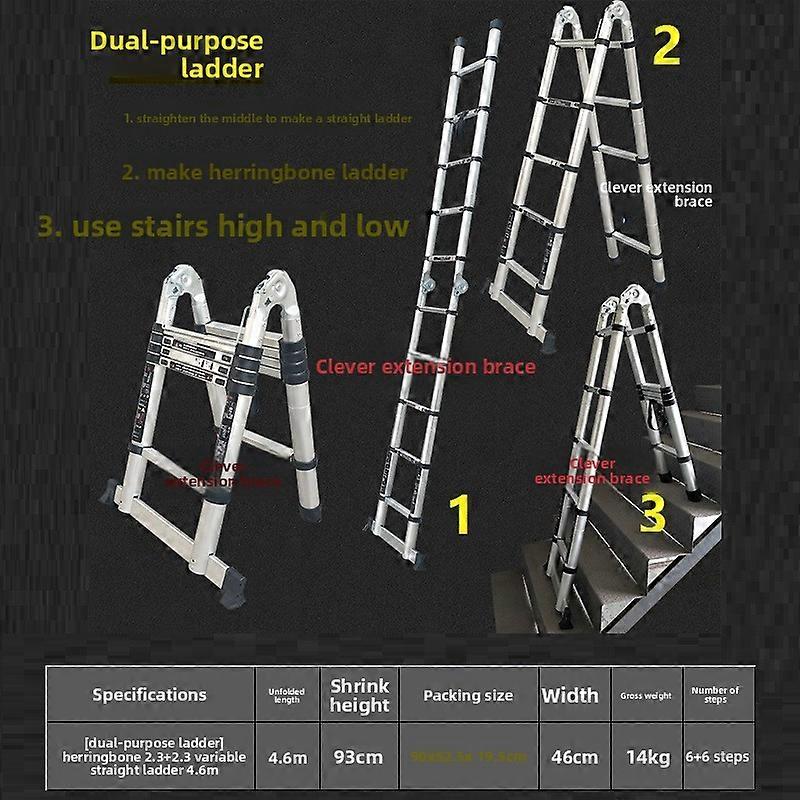 Aluminum Alloy Multi-functional Telescopic  Folding Ladder A-frame  Lifting and Contracting Engineering Ladder