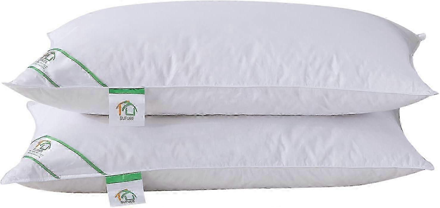 Luxury Goose Feather and Down Pillow Pair with 100% Cotton Cover (Standard(50% Down))ad'21-hj'62