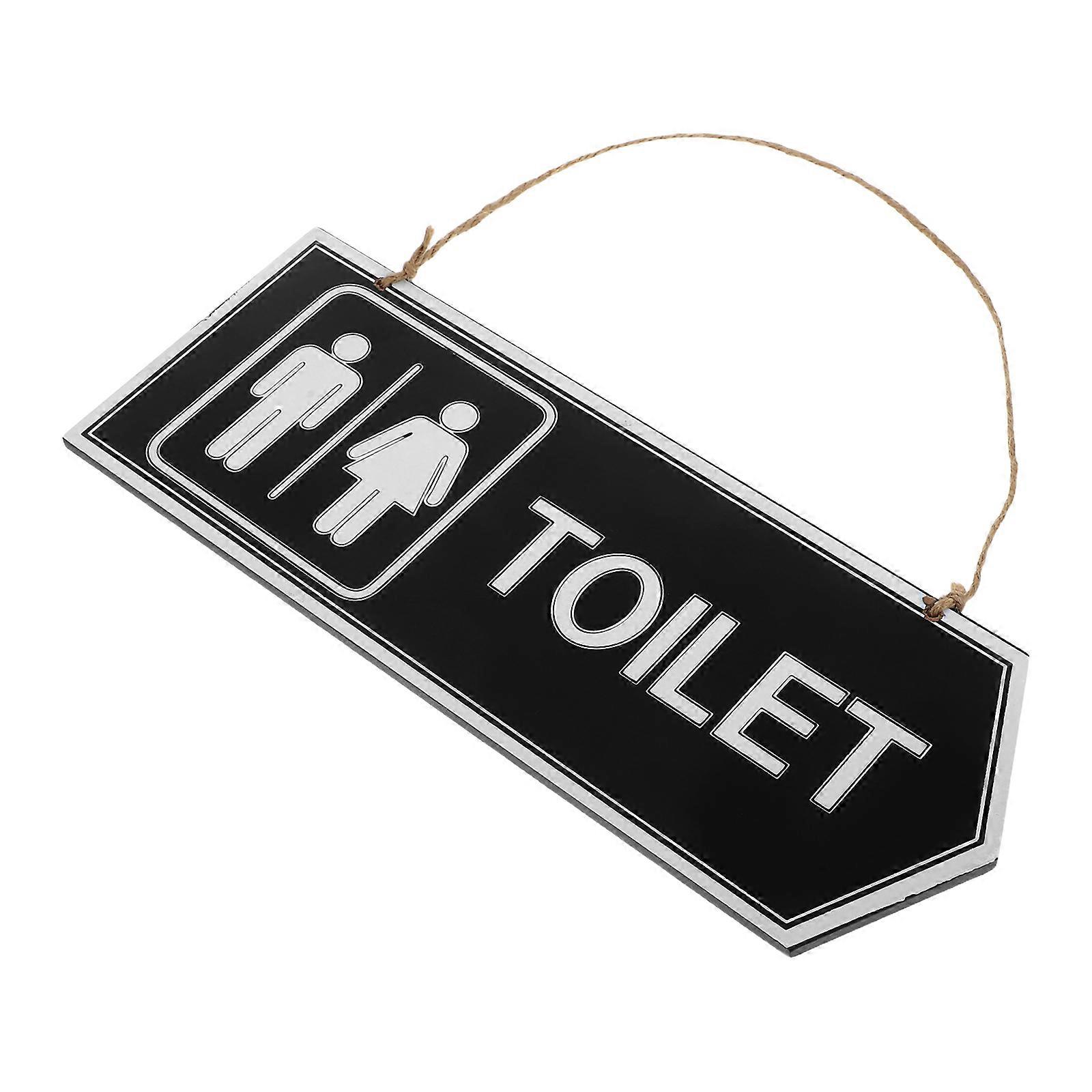 Bathroom Wood Sign Double-Sided for Restroom Use 5Pcs Set
