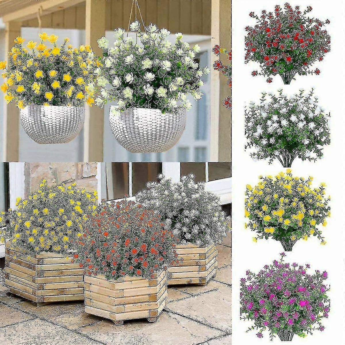12 Adet Yapay Çiçekler Açık Uv Dayanıklı Sahte Bitkiler Sahte Plastik Çiçek Kapalı Dış Asılı Ekiciler Sundurma Ev Bahçe Düğün Aralık İçin