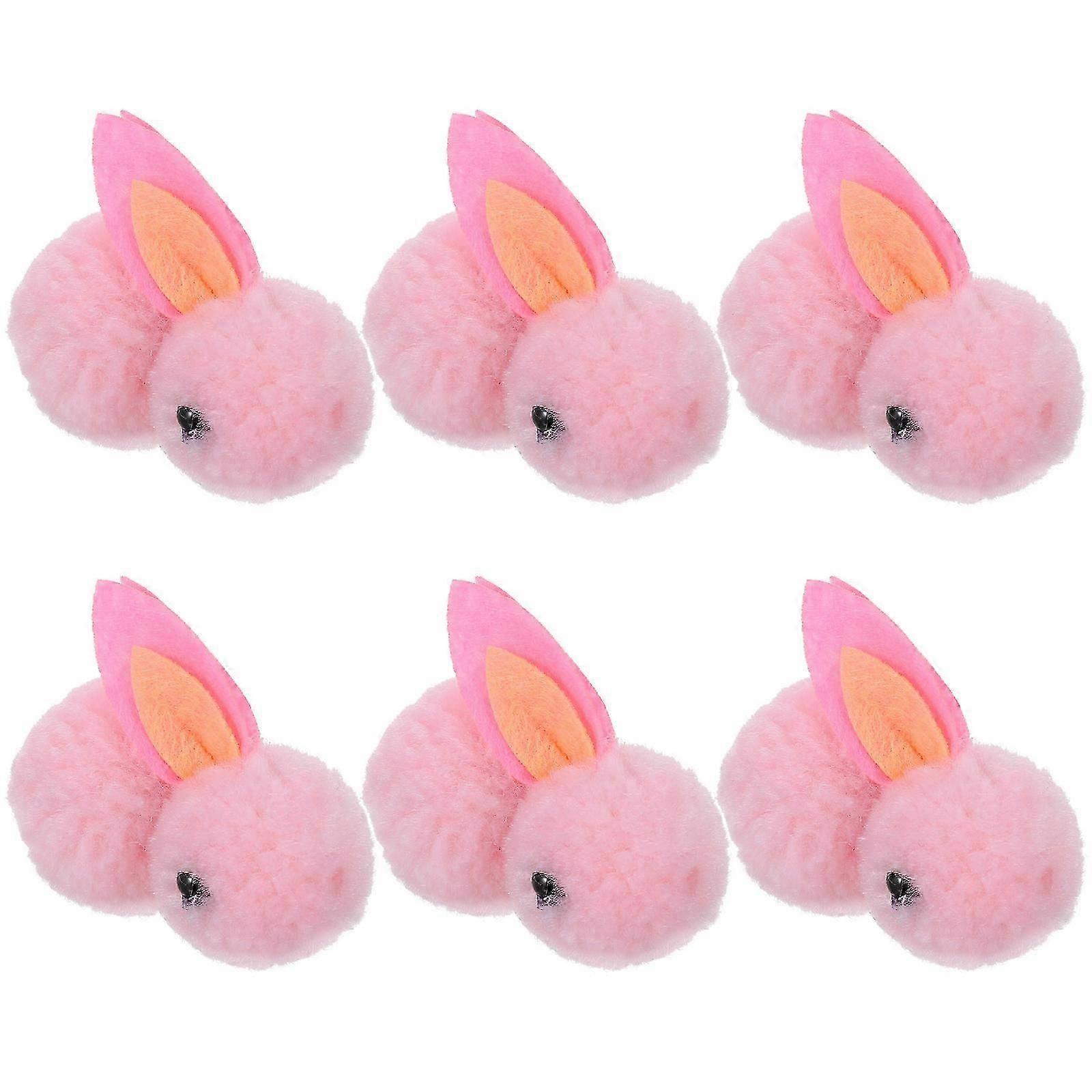 6pcs Christmas Plush Rabbit Ornament Adorable Xmas Tree Decoration Scene Props