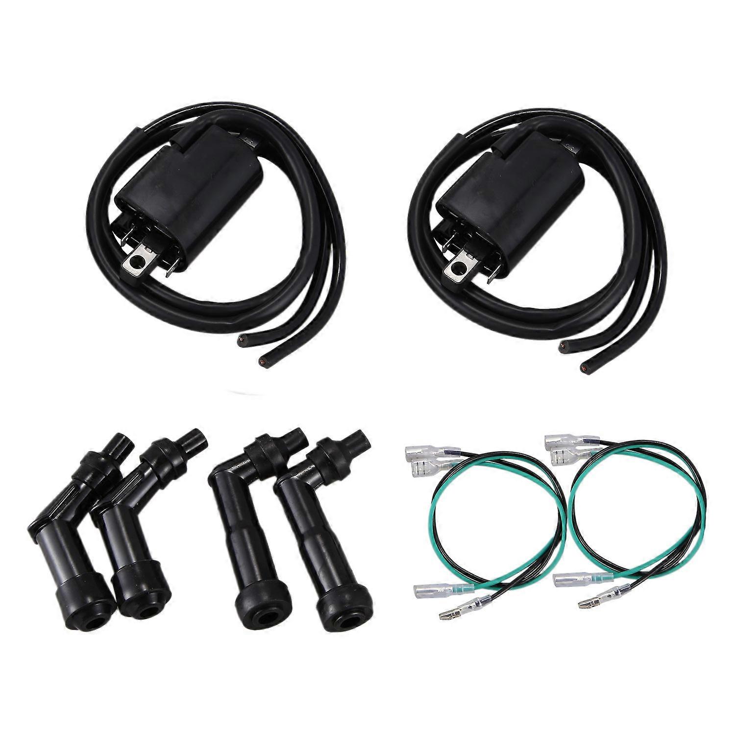 Ignition Coils and Spark Plug Caps Set for Honda CB350F CB400F CB500