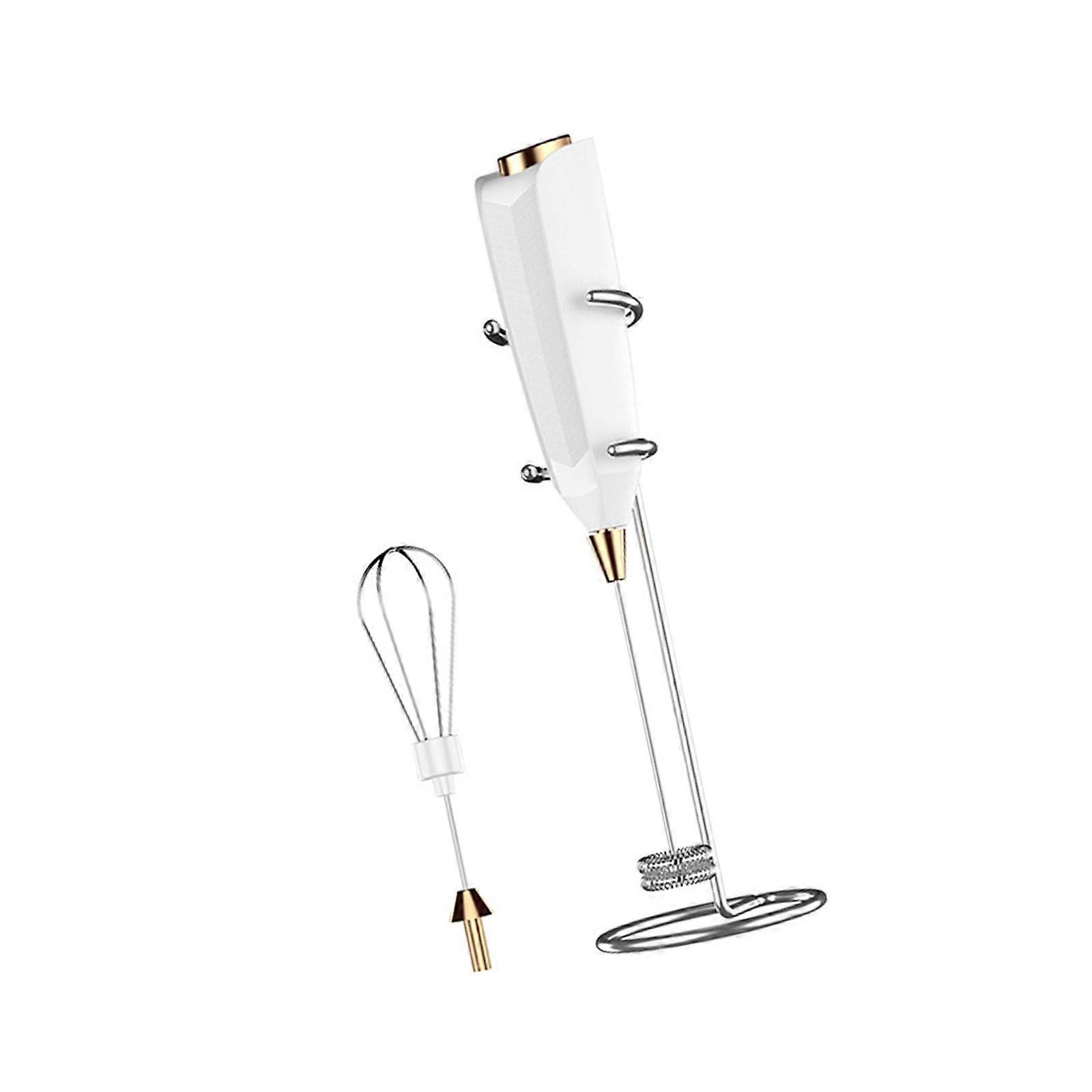 Automatic Milk Frother and Multipurpose Whisk Battery Operated ABS Stainless Steel Texture for Baking and Kitchen Use  White