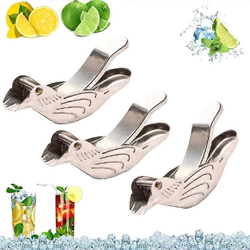 Bird Lemon Squeezer Stainless Steel,Lemon Slice Squeezer,Lemon Squeezer for Beer Bottle,3Pcs