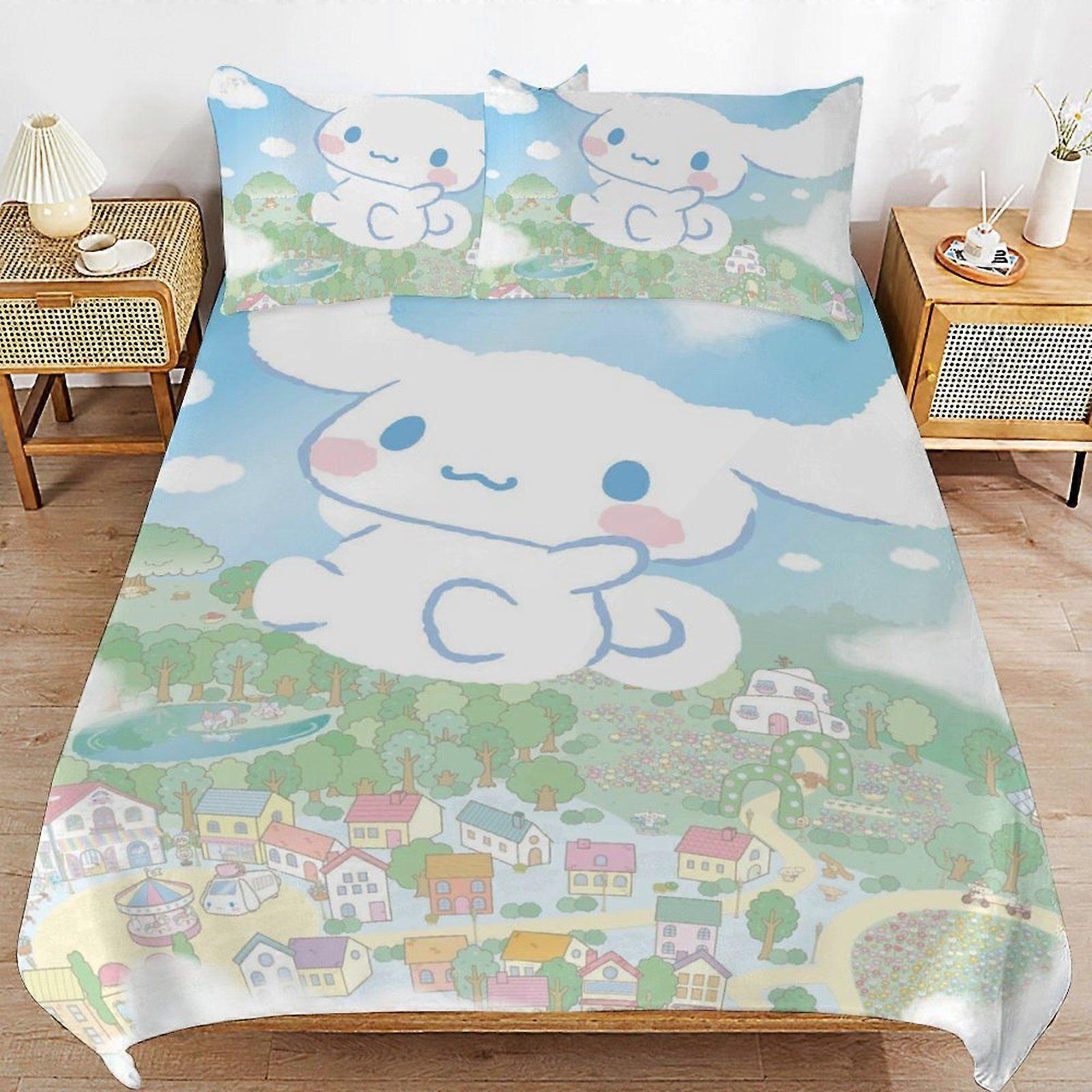 e628 CINNAMOROLL Bedding Solution Soft Texture Smooth Finish Cozy Zipper Duvet Cover Sets for Family Sleep a628