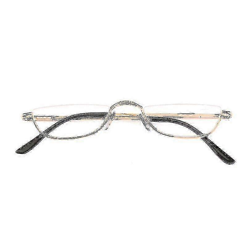 Reading Glasses with Metal Spring Hinges, Half Moon Semi-Rimless Readers 1.0 to 4.0
