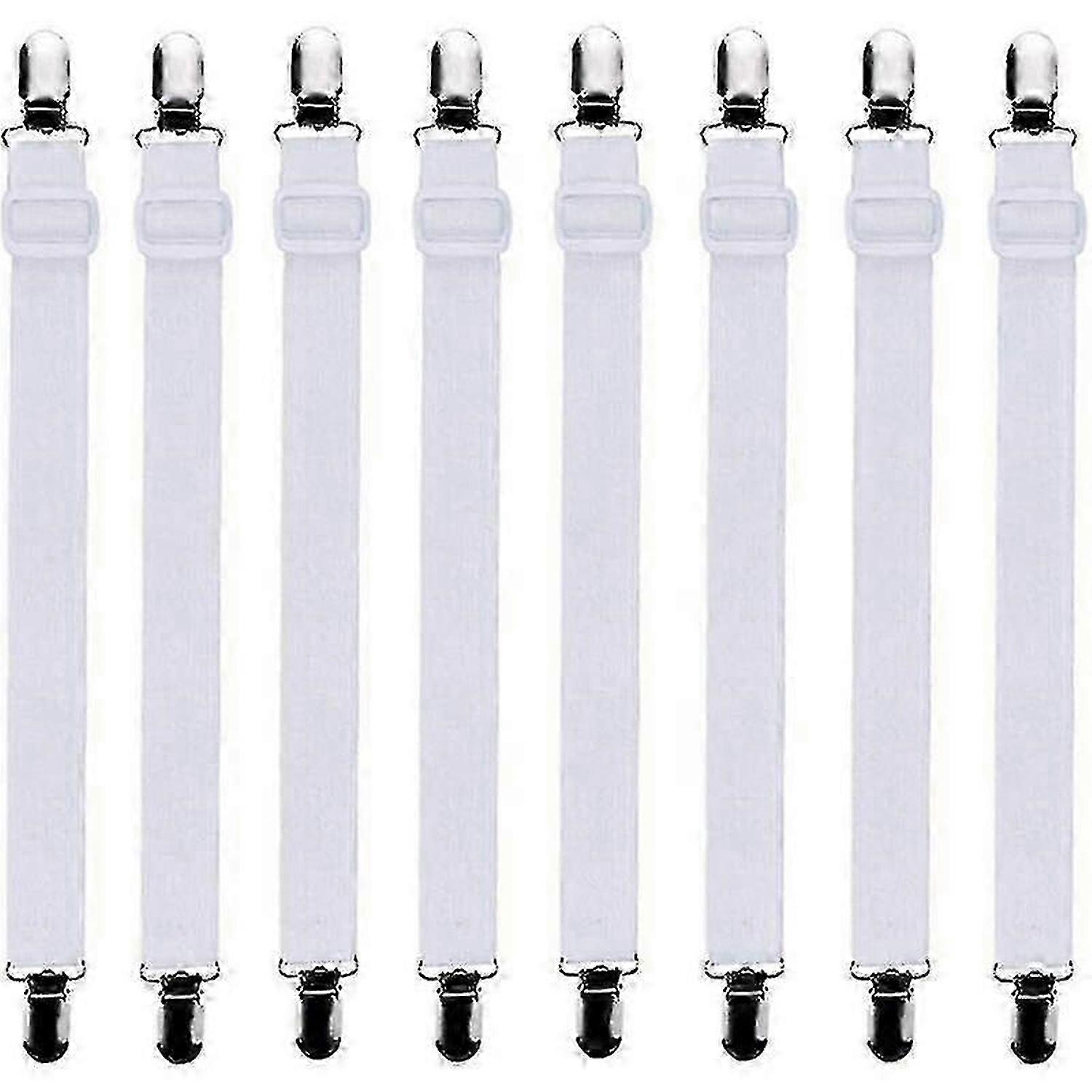 -8 قطع (30 سم إلى 120 سم) شداد ملاءة سرير مطاطية قابلة للتعديل ، شدادات قابلة للتعديل ، مناسبة لجميع الأسرة والمراتب ، أبيض