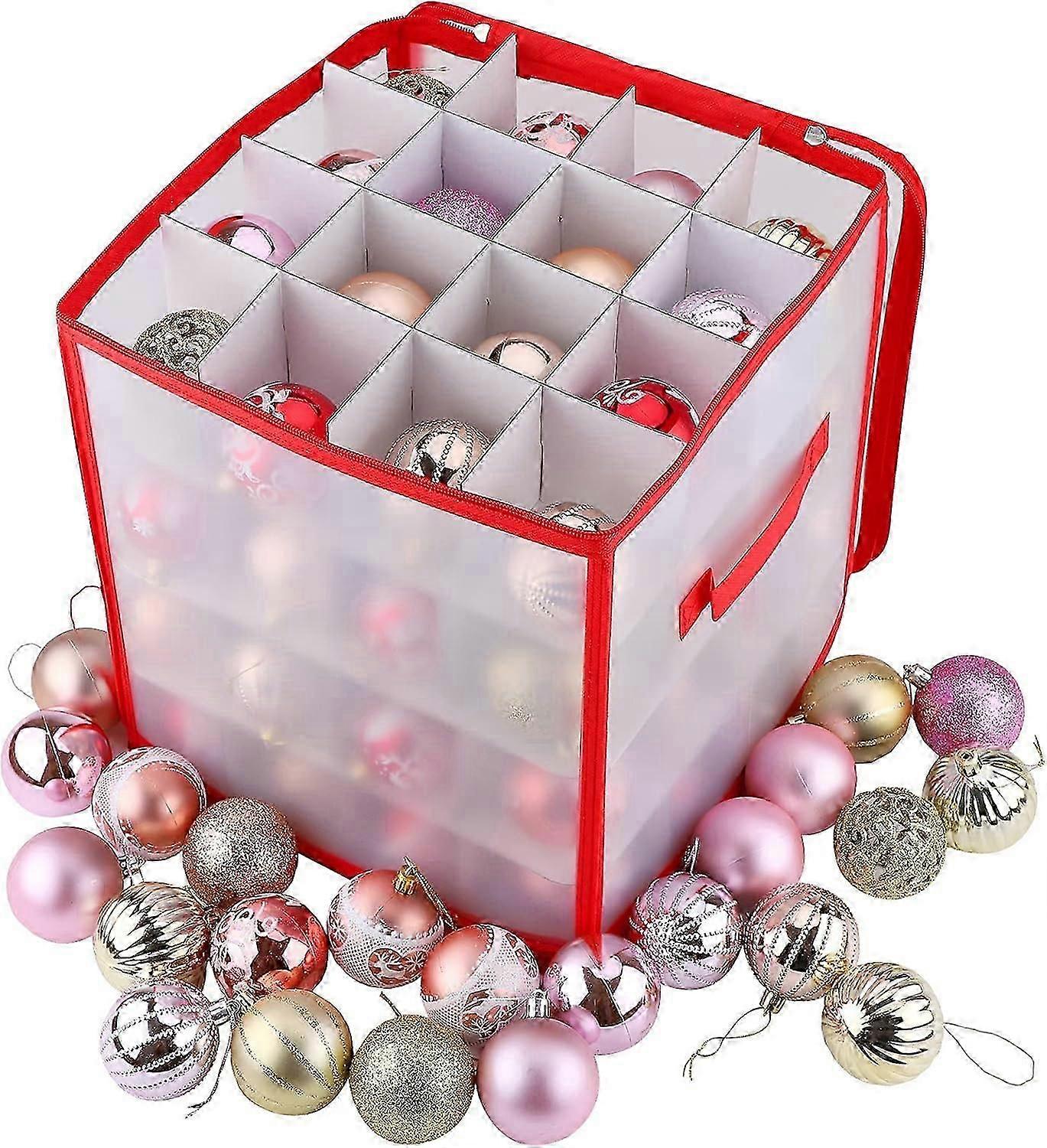 Christmas Bauble Storage Box with 4 Trays Christmas Storage Box 64 Compartments Christmas Bauble Box 30 * 30 * 30cm Foldable Reusable